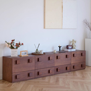 Armoire modulaire moderne en bois massif vintage <span class=keywords><strong>Carmen</strong></span>, table de chevet créative avec 2 tiroirs, porte à panneaux, chambre à coucher, salon, maison de luxe - Product Image 4