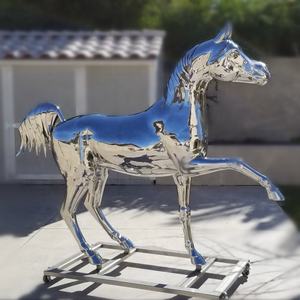 Bahçe dekoratif özel yaşam boyutu Metal atlar heykeli ayna cilalı paslanmaz çelik at heykel - Product Image 3