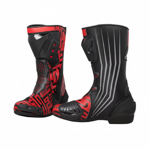 Chaussures de course de moto en cuir véritable de dernier style les plus vendues bottes de moto en cuir de sports d'hiver pour la course de moto automatique - Product Image 1