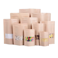 Vente chaude, sachet refermable en papier kraft brun à huit côtés, imprimé sur mesure, recyclable, en PE Mylar, pour emballage de collations