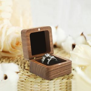 Solid Wood Ring <b>Box</b> Vintage Jewelry Storage Case For Rings Necklaces <b>Earrings</b> Portable Organizer Light Luxury Design - Product Image 2