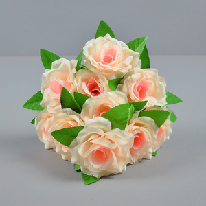 Factory Outlet Artificial 10 cabezas ramo de flores rosas arreglo Floral de seda boda fiesta en casa decoración Fleurs Artificielles - Product Image 3
