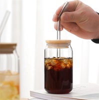 Verres à bière personnalisés avec logo, faible MOQ, 12oz 16oz, tasses en verre, gobelets, verres Mason Jar, avec couvercle en bambou et paille