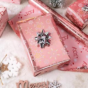 Custom Pink Gold Reversible Snowflake <b>Wrapping</b> <b>Paper</b> for Christmas Gifts Christmas Gift Packaging <b>Paper</b> for Party DIY Decoration - Product Image 2