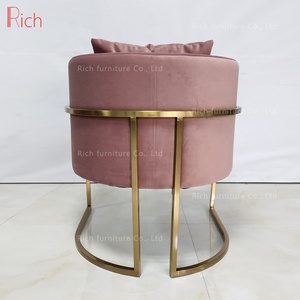 Poltrona Decorativa in Velluto <span class=keywords><strong>Rosa</strong></span> <span class=keywords><strong>Oro</strong></span> Stile Nordico per Soggiorno - Product Image 6