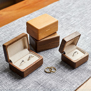WanuoCraft изготовленный на заказ Вишневый Деревянный аксессуар с двойным кольцом деревянная коробка для свадебной церемонии с двумя кольцами Чехол для свадьбы и церемонии - Product Image 1