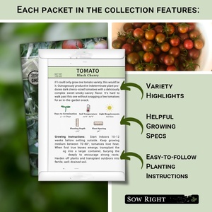 Sachet de graines de tomates anciennes non-OGM, variétés Black Cherry, Beauty, Savory, Salty, Favorites, suspendues, assortiment varié - Product Image 6