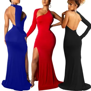 Dernière Collection <span class=keywords><strong>Robe</strong></span> Longue de Soirée Chic Élégante Asymétrique à une Épaule et Dos Nu - Product Image 1