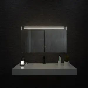Frameless Luxury oval lighted gold Runway intelligent wall mount bath smart antifog touch screen bathroom mirror with led light
