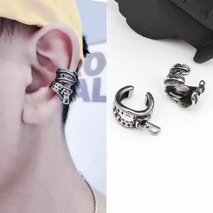 Boucles d'oreilles manchette punk à fermeture éclair pour hommes, bijoux de piercing en acier inoxydable, style gothique rock hip-hop, accessoire streetwear - Product Image 3