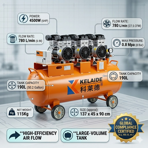 เครื่องอัดอากาศแบบลูกสูบ KELAIDE 190 ลิตร 4500 วัตต์ 0.8 เมกะปาสคาล แบบตั้งพื้นสำหรับอุตสาหกรรม ใช้ไฟฟ้ากระแสสลับ แรงดันสูง - Product Image 5