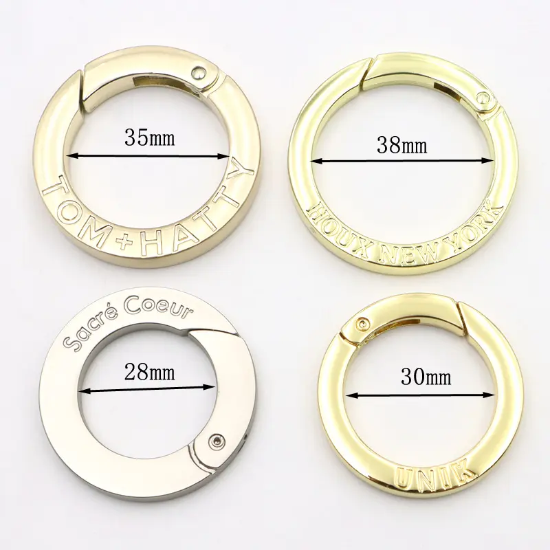brushed anti brass spring ring clasps logo engraved trigger ring metal fittings accessories