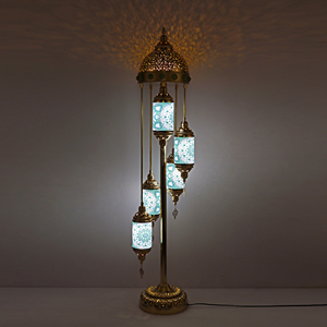 Lampe sur pied en fer et verre de <span class=keywords><strong>style</strong></span> turc et bohème, design luxueux et nouveau, avec un capuchon doré, lumière blanche chaude douce 2700K pour la décoration de la maison - Product Image 5