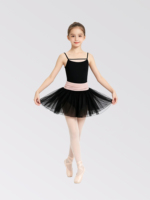 Nouvel Arrivage Qualité Garantie Produit Populaire Justaucorps de Danse à Bretelles Fines Noires avec Jupe pour Entraînement