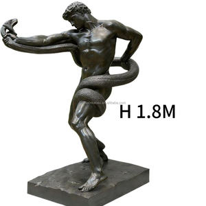 大型の古典的な神話上の蛇と人間の格闘動物のブロンズ鋳造彫刻 - 屋外装飾用 - Product Image 6