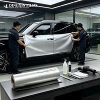 Film de protection de peinture automobile auto-cicatrisant en TPU à changement de couleur, effet métal liquide aluminium mercure, 7,5 mil, rouleau brillant gris argenté