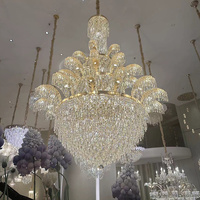 Lustre en cristal multi-niveaux sur mesure, luminaire suspendu de luxe pour hall d'hôtel, villa, plafond haut, salle de banquet