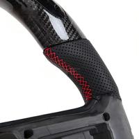 Volant de direction en fibre de carbone véritable à LED avec affichage de la vitesse et du régime moteur, pour Ford Mustang Shelby 2010-2014, fond plat, 3 curseurs