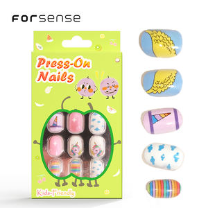 Vente en gros en vrac top mignon presse sur les ongles pour enfants couleurs <span class=keywords><strong>pastel</strong></span> dessin animé <span class=keywords><strong>faux</strong></span> ongles kit enfants jouent licorne conceptions <span class=keywords><strong>faux</strong></span> ongles - Product Image 3