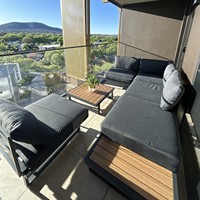 Canapé d'angle moderne pour l'extérieur, mobilier de patio, hôtel, aluminium, canapé modulaire en forme de L, ensemble de canapés de salon imperméable pour jardin