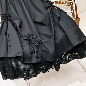 Women's Breathable Summer Umbrella Skirt High Waist Drawstring <strong>Bow</strong> Solid Medium Long Irregular New <strong>Large</strong> Swing - Product Image 3
