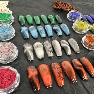 Sáng tắc kè hoa 9D sắc tố từ tính hiệu ứng gương pha lê mèo mắt móng tay Chrome bột - Product Image 4