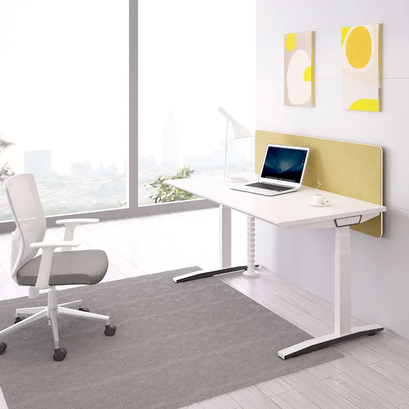 Meja komputer kantor ergonomis, Modern, Meja duduk Motor tunggal, meja berdiri listrik tinggi dapat disesuaikan