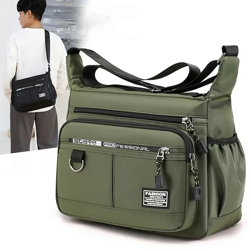 Bolso de mensajero para hombre, bolsos de hombro cruzados, paquete pequeño para el trabajo de cabestrillo, paquetes Oxford impermeables, bolso de mano