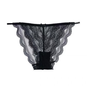 Braguitas de mujer de estilo francés, sexys, con tiras finas, de encaje transparente, en forma de V, semicubiertas, de talle bajo, exportación europea y americana. - Product Image 5