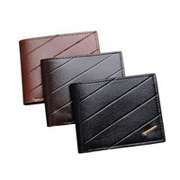 Dompet Pendek Lipat Dua Multi-Kartu Pria, Kulit PU Modis Bermotif Geometris, Ringan dan Sederhana, dengan Lapisan Poliester