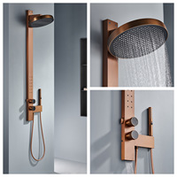 Promotion Colonne de douche murale avec jet cascade, fonction massage et mitigeur eau froide, équipement de salle de bain élégant et matériel fiable