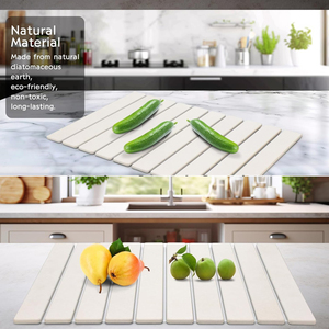 Tapis de séchage pliable en terre de diatomée écologique, absorbant, pour bols, assiettes et éponges, idéal pour comptoir de cuisine - Product Image 6