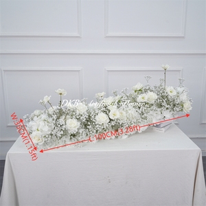 High Quality White Full <b>Flower</b> Runner Babysbreath <b>Flower</b> Row Garland Silk Realistic Back to School Backdrop Decoration - Product Image 2
