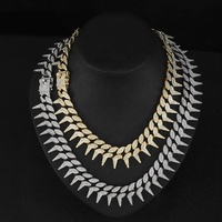 RENQING Factory DIY Alliage et Strass Hip Hop Glacé 18mm Épines Chaîne Cubaine Collier