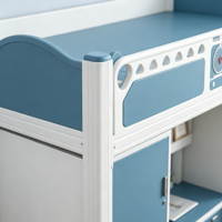 Lit superposé en métal pour enfants avec bureau, armoire et escalier, rangement gain de place, lit pour enfants pour dortoir