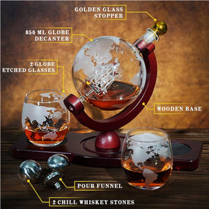 Cadeaux pour papa homme, carafe à whisky <span class=keywords><strong>Globe</strong></span> Set avec 2 pierres à billes et 2 verres, Cool Stuff Gift for Bourbon Scotch - Product Image 6