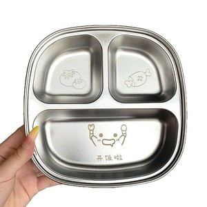 จานอาหารกลางวันเด็กสแตนเลส ดีไซน์การ์ตูน ทรงสี่เหลี่ยมขนาดใหญ่ สำหรับใช้ในบ้านและโรงเรียน - Product Image 4