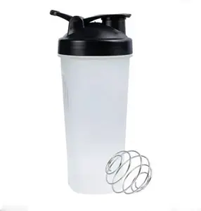 2023 Hot Selling Gym Fitness Water Bottles Plastic Protein Shaker Bottle With Metal Mixer