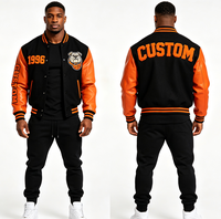 Veste universitaire vintage personnalisée pour homme, corps en laine, manches en cuir, broderie chenille, veste de baseball style Letterman, streetwear, OEM