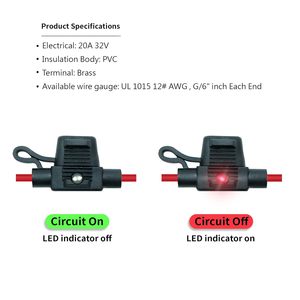 Мини IP67 32V Держатель предохранителя Водонепроницаемый Встроенный светодиодный держатель предохранителя 12 AWG 300 мм для автомобильной, морской - Product Image 3