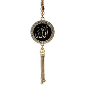 Ornement de <span class=keywords><strong>voiture</strong></span> à suspendre avec chaîne, Allah Muhammad, pendentif rond <span class=keywords><strong>en</strong></span> métal avec strass, calligraphie arabe, cadeau musulman pour l'Aïd et le Ramadan - Product Image 3