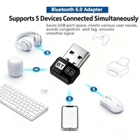 Adaptateur USB BT 6.0 Mini Plug and Play pour PC/Ordinateur Portable, Récepteur et Émetteur Audio Sans Fil