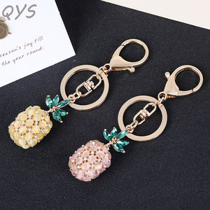 QYS Rhinestone Pineapple Keychain Colorful Crystal Fruit <b>Bag</b> Charm Metal <b>Key</b> <b>Ring</b> Car Accessory Gift - Product Image 6