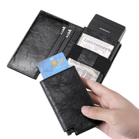 Dompet Kulit Pendek Pria yang Dapat Disesuaikan dengan Tempat Kartu ID Otomatis, Tipis, dan Anti-RFID untuk Tali Uang Ridge