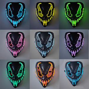 Máscara aterradora LED de Halloween PVC Dark Evil Glowing Eyes Cool Neon Glow para Purge Costume Party Cosplay Carnival - Product Image 3