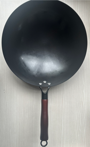 Sartén tradicional de acero al carbono martillado a mano, <span class=keywords><strong>wok</strong></span> chino con <span class=keywords><strong>mango</strong></span> de madera de haya extraíble saludable - Product Image 4