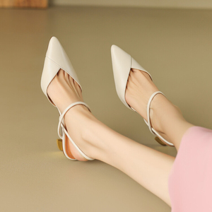 Sandalias de Cuero de Calidad con Tacón de Aguja y Punta en Pico para Mujer - Product Image 5