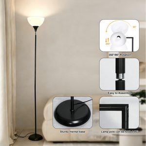 360 Swivel Timeless Metal LED Office Floor Lamp <b>Remote</b> <b>Control</b> Dimmable Shade Unbreakable Bulb <b>Replaceable</b> Heavy Duty Base - Product Image 4