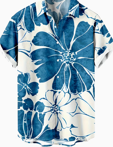 1pc Kemeja Pria Kasual Motif Kaktus Hawaii Pola Gurun 3D 100% Poliester Bernapas Anti-susut Lengan Pendek Kerah Lipat XL - Product Image 3