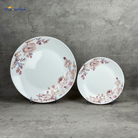 Service de table 18 pièces en verre opale à motif floral vintage et à carreaux, assiettes et bols décoratifs en porcelaine pour usage domestique quotidien, fourniture d'usine